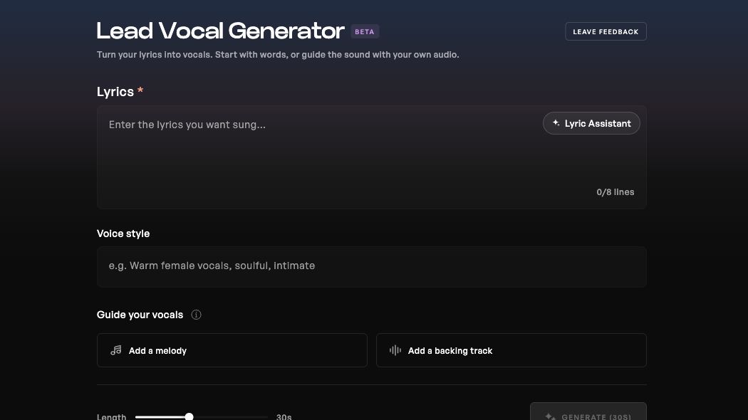 Añade la letra y describe la voz